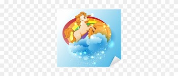 Cartoon Unicorn, Sun, Rainbow And Clouds Sticker • - Unicorn &amp;amp; Rainbows 2016 Monthly Planner