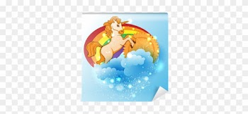 Cartoon Unicorn, Sun, Rainbow And Clouds Wall Mural - Unicorn And Rainbows 2016 Monthly Planner