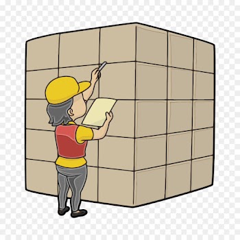 cartoon wall construction worker handyman package delivery