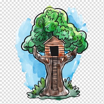 Cartoon Watercolor painting, Cartoon tree transparent background PNG clipart