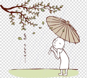 Cartoon Watercolor painting Illustration, Fig trees flower umbrella monk transparent background PNG clipart