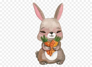 Cartoon Watercolor painting Illustration - Vector small gray rabbit 