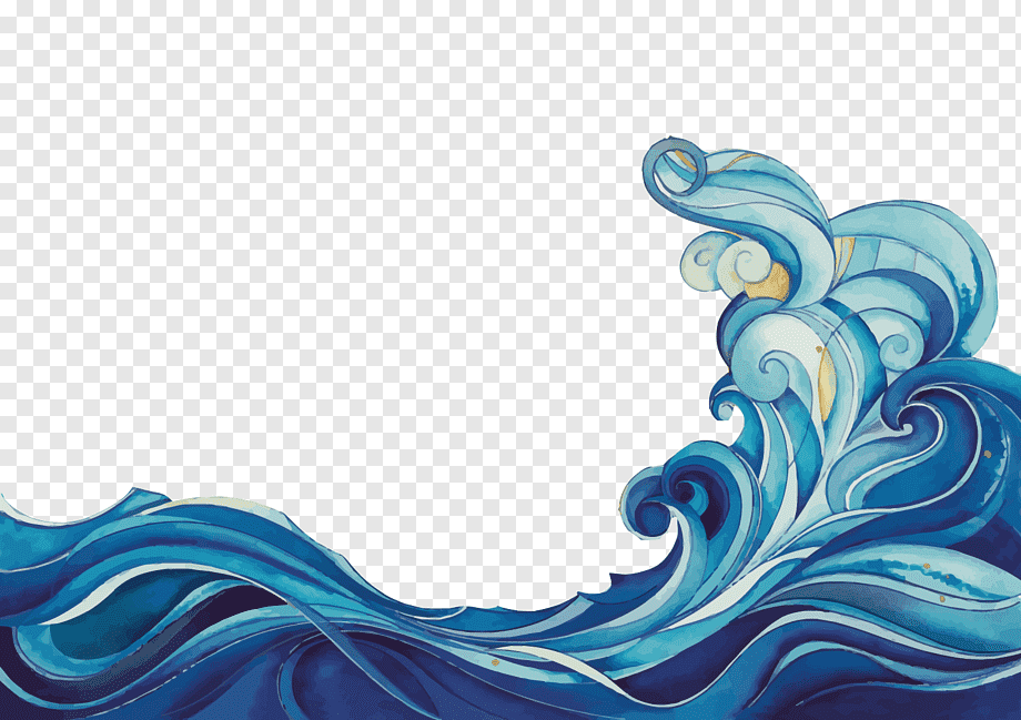 Cartoon Wave, cartoon waves, cartoon Character, blue, png Material png