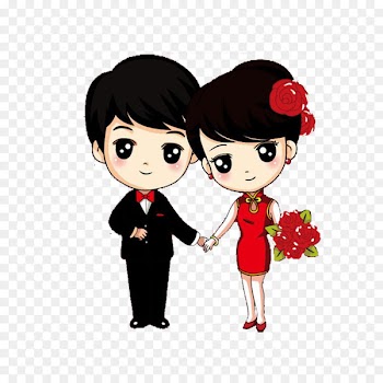 Cartoon Wedding couple Drawing Marriage - Chinese style wedding 
