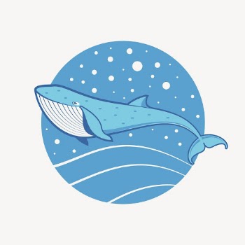 Cartoon whale sticker, sea life | Free PSD - rawpixel