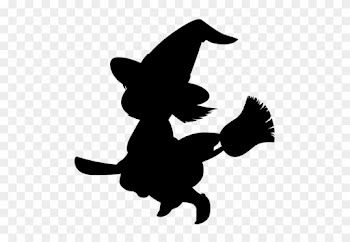 Cartoon Witch On Broom Silhouette Vector Clip Art Public - Baby Witch Silhouette