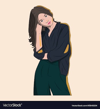 cartoon woman in relaxed style