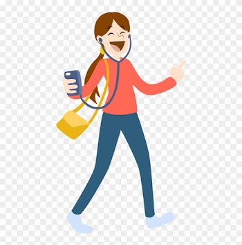 Cartoon Woman Listening To Music With Earphones 1designshop - People Listening To Music Cartoon