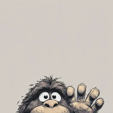 Cartoonish Bigfoot Character with Hand Raised Cartoonish Bigfoot Character with Hand Raised
