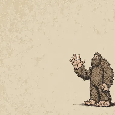 Cartoonish Bigfoot Waving Cartoonish Bigfoot Waving