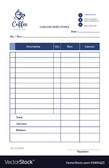 cash and credit invoice