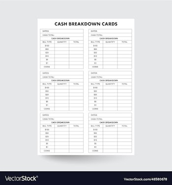 cash breakdown card