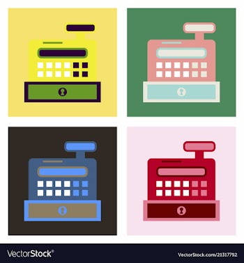 Cash register in flat style money and finance vector image
