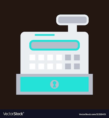 Cash register in flat style money and finance vector image