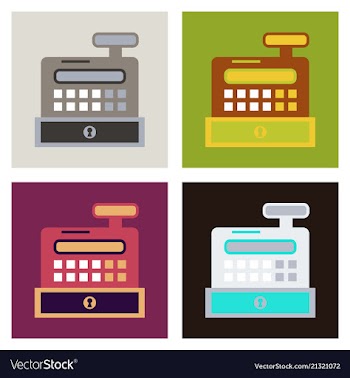 Cash register in flat style money and finance vector image