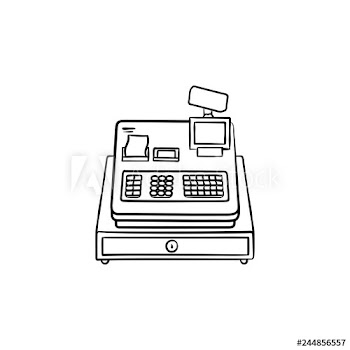 Cash register machine hand drawn outline doodle icon