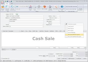 Cash Sale - AutoCount Resource Center