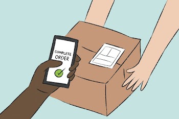 Cashless parcel delivery doodle vector… | Free stock illustration | High Resolution graphic