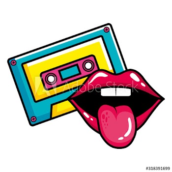 cassette music with sexy mouth pop art style design
