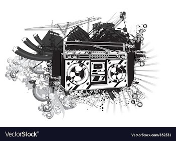Cassette player with urban background vector image