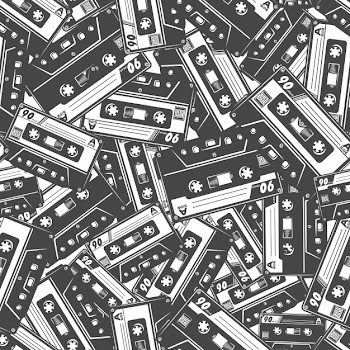 Cassette tape seamless pattern Free Vector