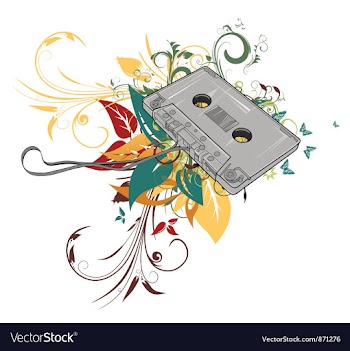 Cassette with floral vector image