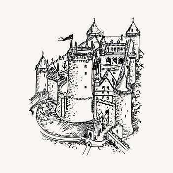 Castle clipart, vintage hand drawn | Free Vector - rawpixel
