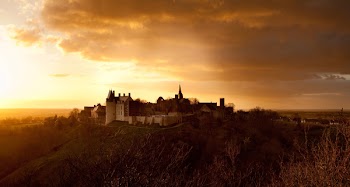 Castle on Top of Hill at Sunset