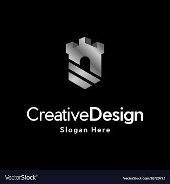 Castle shield metallic creative logo design vector image