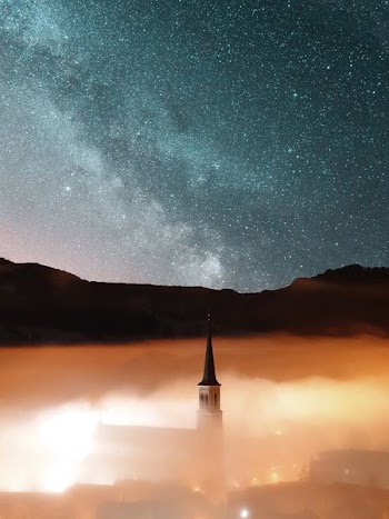 castle surrounded fog