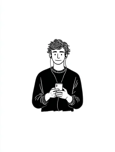 Casual Male Character Scrolling on Phone Casual Male Character Scrolling on Phone