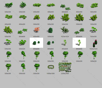 Casual RPG Flower & Grass - game tree sprites - Super Game Asset