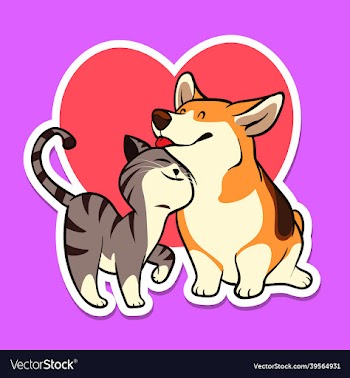 cat amp corgi love sticker