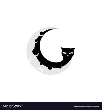 cat and moon logo template