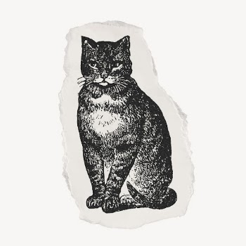 Cat, animal ripped paper clipart, | Free Vector Illustration - rawpixel