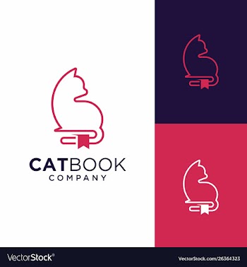Cat book logo design inspiration vector image