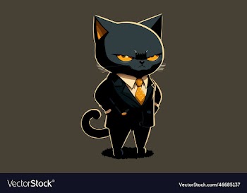 cat boss baby style wearing a black suit