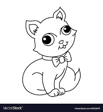 cat cartoon coloring page for kids