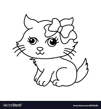 cat cartoon coloring page for kids