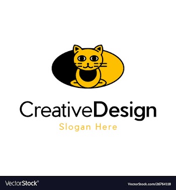 Cat cute cartoon creative logo vector image