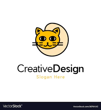 Cat cute cartoon creative logo vector image