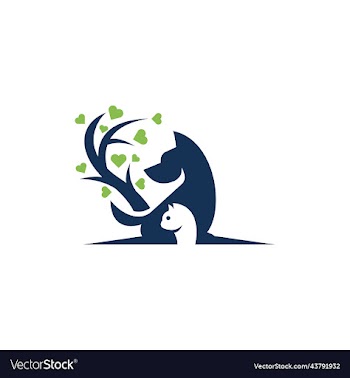 cat dog tree love modern logo