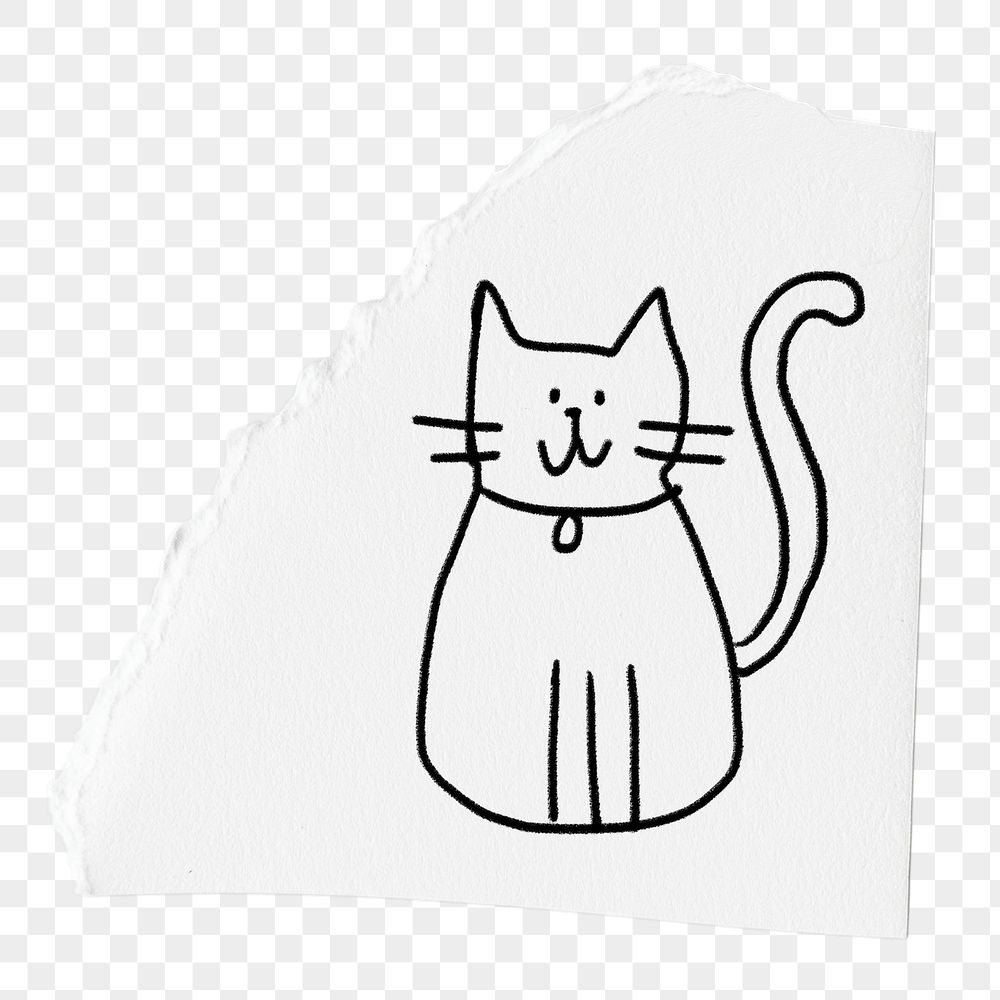 Cat doodle png sticker, torn | Free PNG - rawpixel