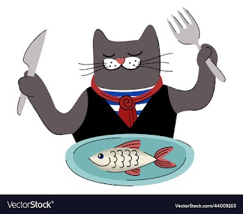 cat eating fish isolated