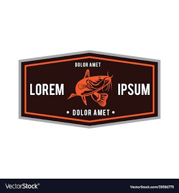 cat fish logo design in label style
