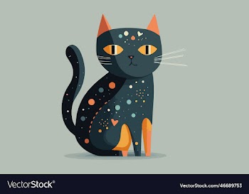 cat folk art style