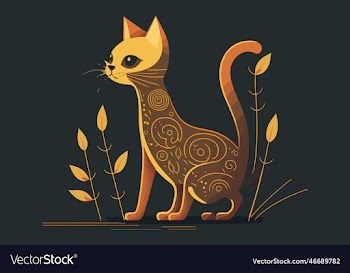 cat folk art style