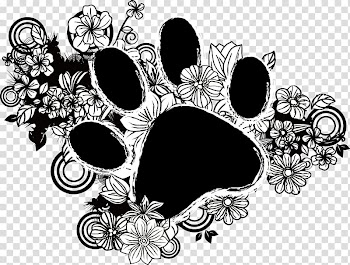Cat food Dog, Cartoon hand-painted flowers and cat footprints transparent background PNG clipart