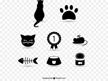 Cat food Kitten Mouse - Black cat icon element vector material, 