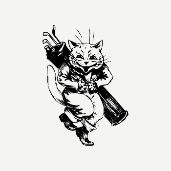Cat golfing clipart, vintage animal | Free PSD Illustration - rawpixel